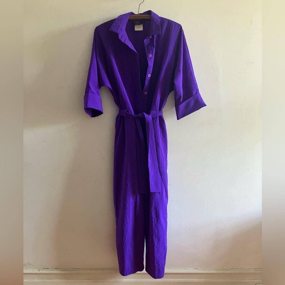 Vintage Purple Button-Up Jumpsuit